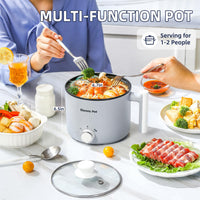 Thumbnail for Electric Hot Pot:1.5 L Ramen Cooker, Dual Power Mini Portable Multi-Functional Lazy Pot for Pasta, Noodles, Egg, Soup, Non-Stick Noodle Cooker with Boil Dry Protection for Dorm, Office (Beige)