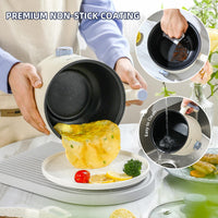 Thumbnail for Electric Hot Pot:1.5 L Ramen Cooker, Dual Power Mini Portable Multi-Functional Lazy Pot for Pasta, Noodles, Egg, Soup, Non-Stick Noodle Cooker with Boil Dry Protection for Dorm, Office (Beige)