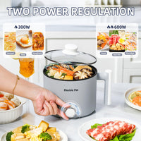 Thumbnail for Electric Hot Pot:1.5 L Ramen Cooker, Dual Power Mini Portable Multi-Functional Lazy Pot for Pasta, Noodles, Egg, Soup, Non-Stick Noodle Cooker with Boil Dry Protection for Dorm, Office (Beige)